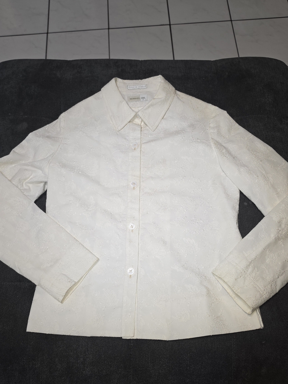 Bernard Zins Cream Embroidered Button-Down Shirt